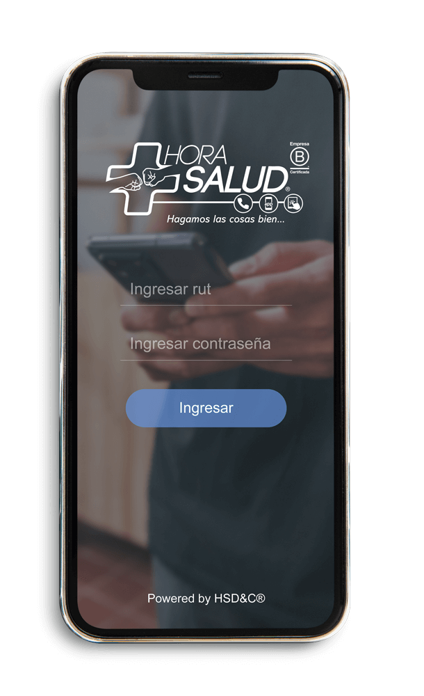 Pantalla de inicio de la aplicación móvil HoraSalud